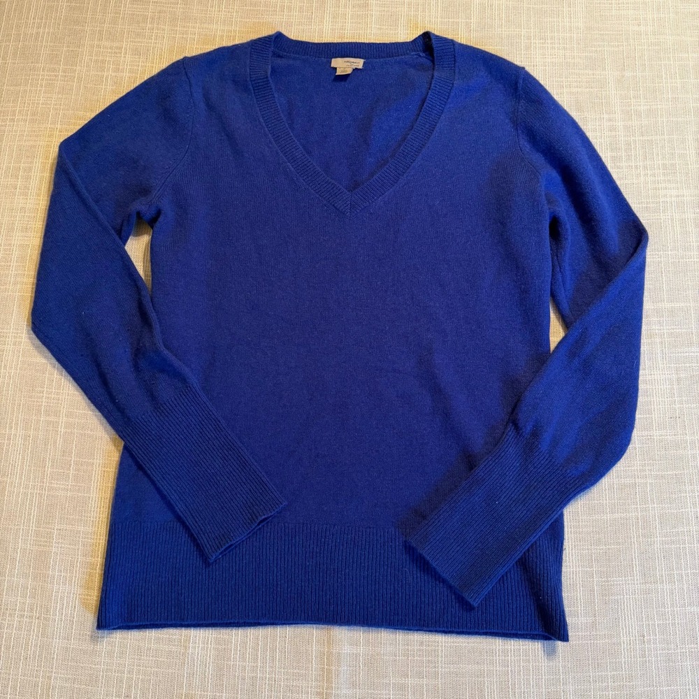 Halogen Womens Royal Blue 100% Cashmere V-Neck Long Sleeve Sweater Size M